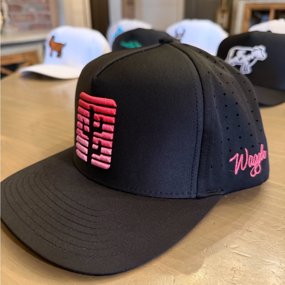 Waggle Golf Mirage Hat Black with Pink and Red Cactus Embroidery One Size NWT